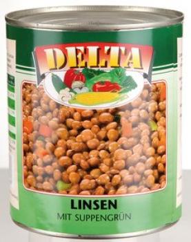 Delta Linsen mit Suppengrün 800g Dose